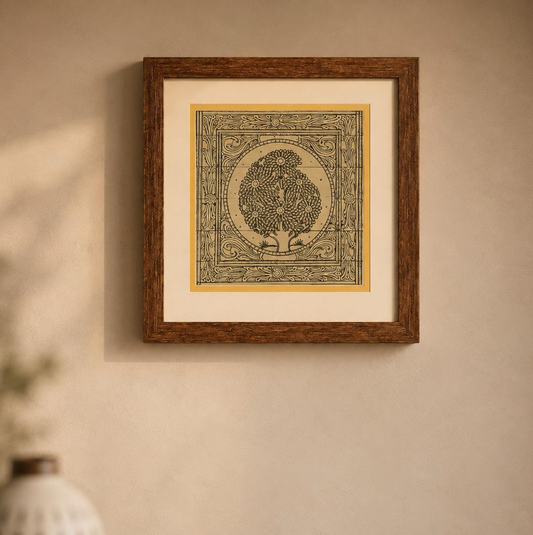 Bagh-e-Bahar Framed Palm Leaf Art, handcrafted Palm Leaf (Odisha)