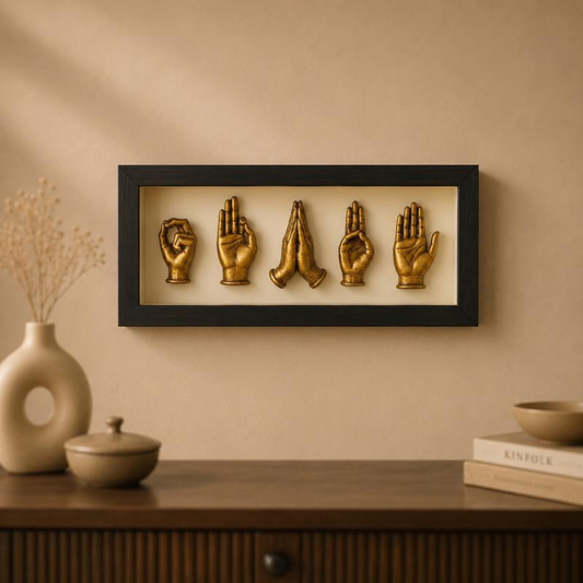 Hasta Mudra Language Of Hands Framed Sculpture, handcrafted Resin Artistry (Jodhpur)