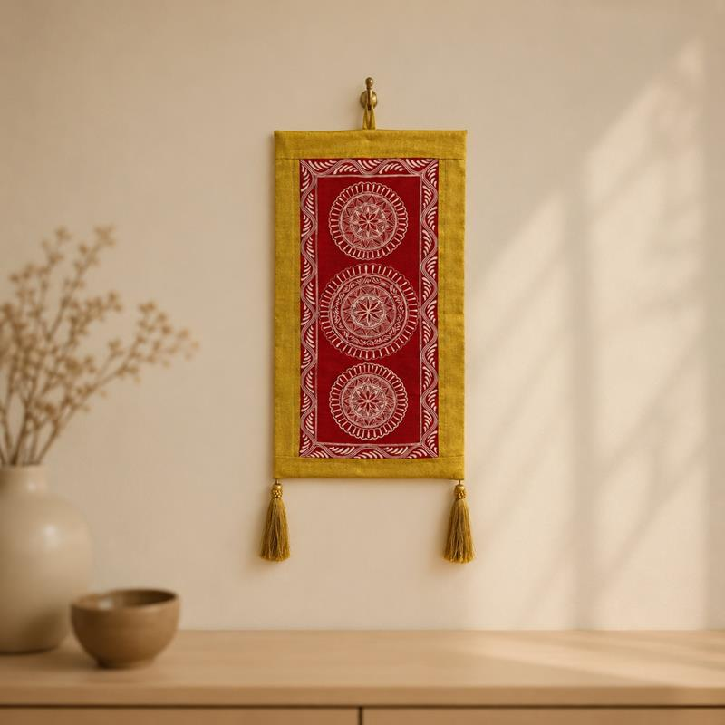 Aipan Kumaoni Ritual Wall Scroll, handcrafted Aipan (Uttarakhand)