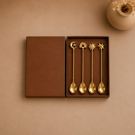 Mishtaan Chammach Dessert Spoon Set, handcrafted Metal Craft