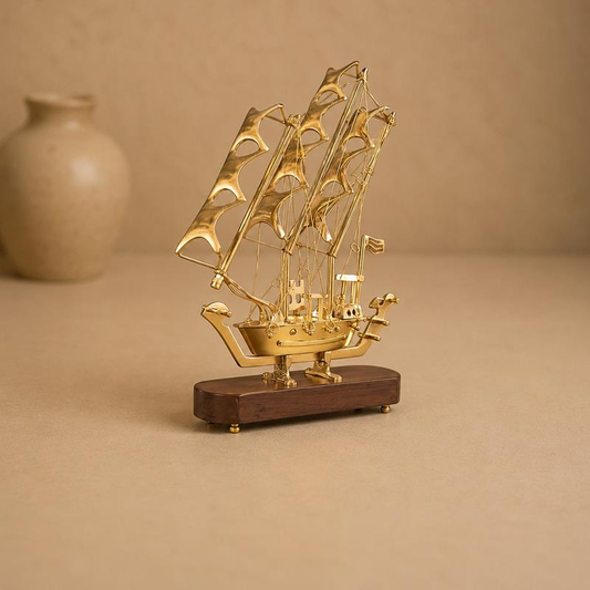 Brass Sailing Ship Desk Decor, handcrafted Metal Craft