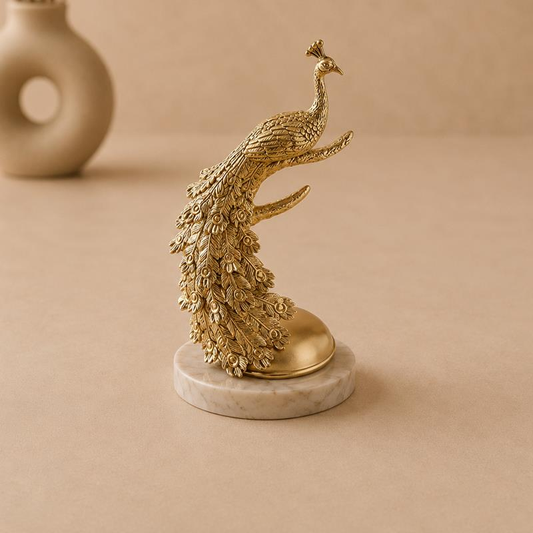 Metallic Peacock Sculpture IV, handcrafted Metal Craft