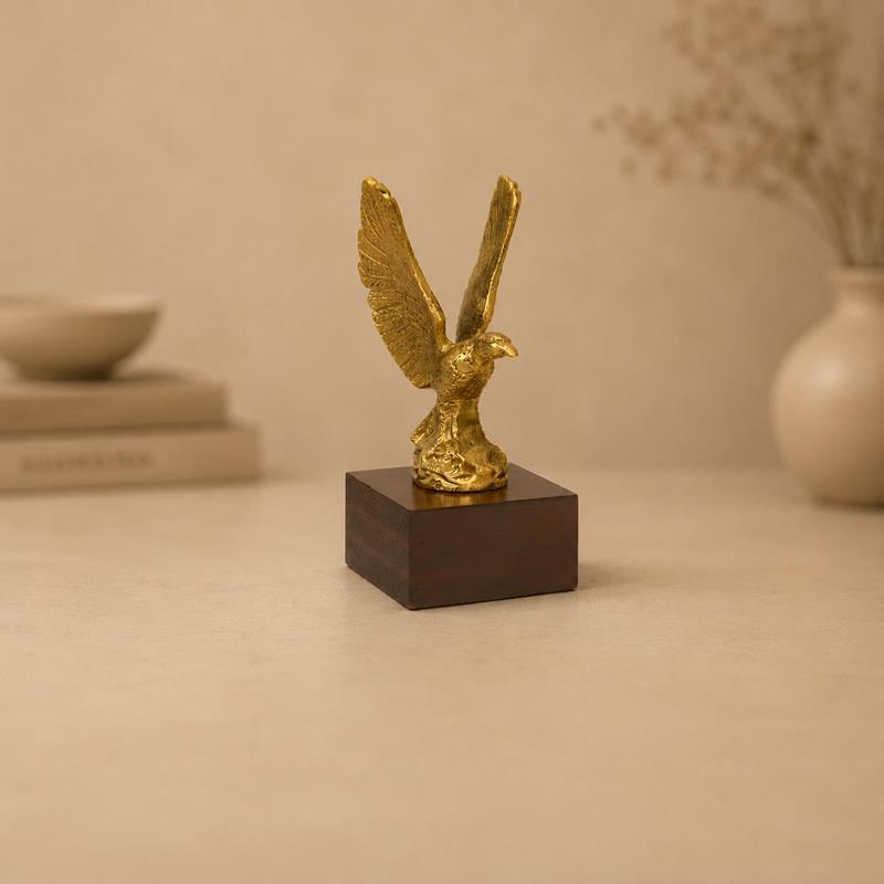 Metal Eagle Sculpture With Base, handcrafted metal craft