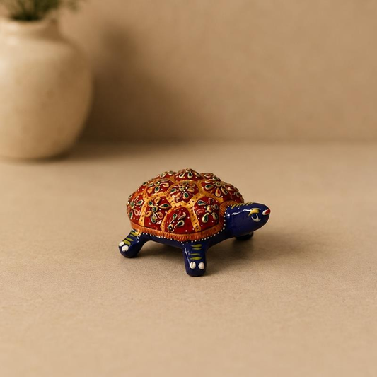 Meenakari Enamel Tortoise Figurine, handcrafted meenakari