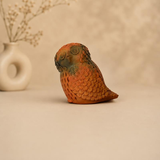Ulook Kagzi Pottery Owl Lamp, handcrafted kagzi pottery