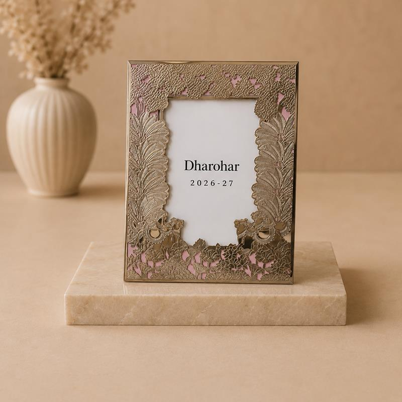 Dharohar Kaanse Pushp Bronze Floral Photo Frame, handcrafted Moradabad metal craft