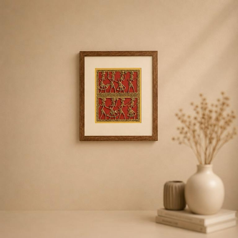 Dhokra Virasat Framed Tribal Dhokra Art, handcrafted Dhokra metal art