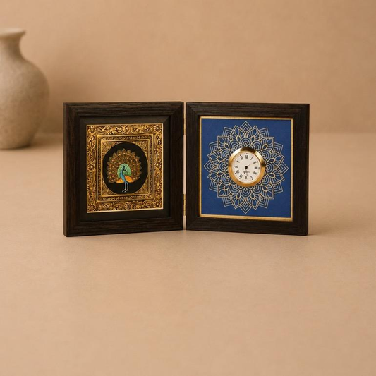 Samay Sangam Miniature Art Desk Clock, handcrafted miniature painting