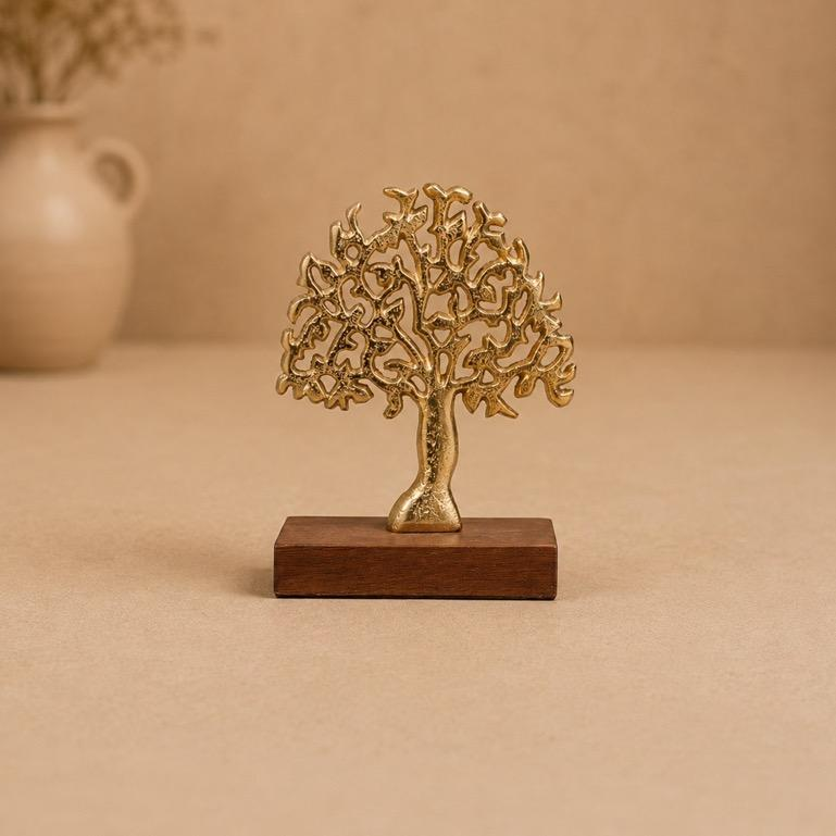Ankur Framed Tree of Life Metal Wall Art, handcrafted Metal Craft and Tussar silk