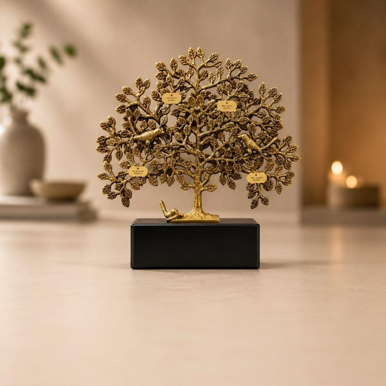 Manorath wish-fulfilling tree showpiece, handcrafted metal craft