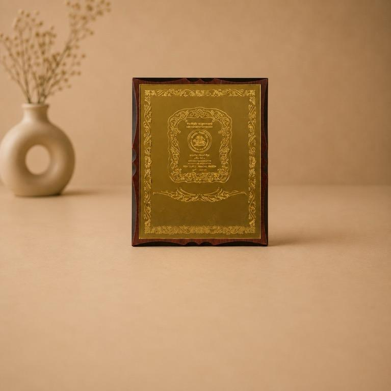 Jeevan Yatra Wooden Plaque Retirement Keepsake alt view, handcrafted wood and metal craft