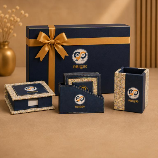 Karya Sutra Desk Organiser Set, RBI@90 commemorative stationery