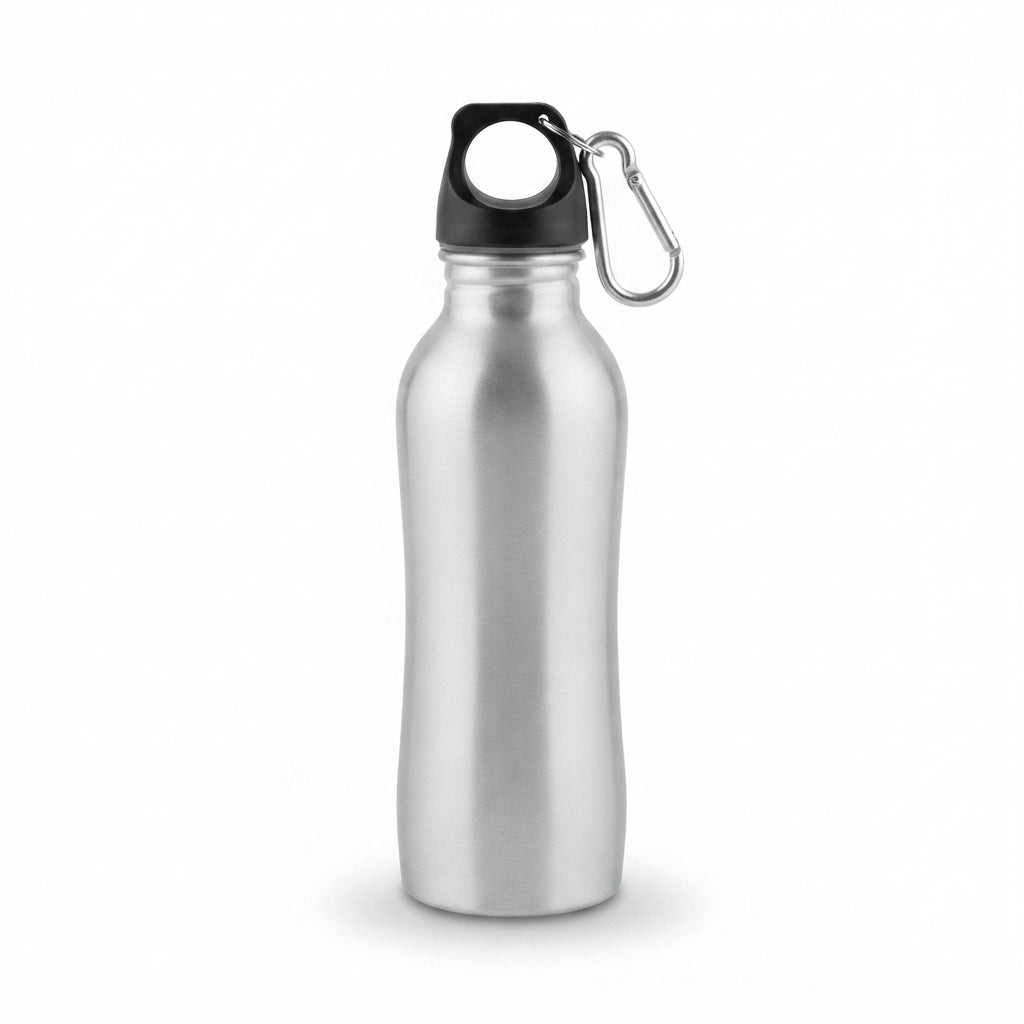 Sports Bottle with Carabiner Clip - Silver - Meru Trophy corporate gifting