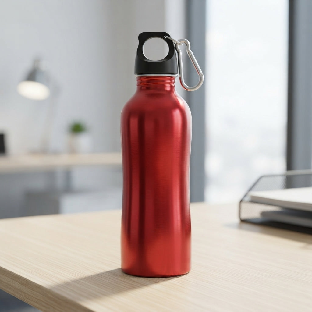 Sports Bottle with Carabiner Clip - lifestyle desk shot - Meru Trophy corporate gifting