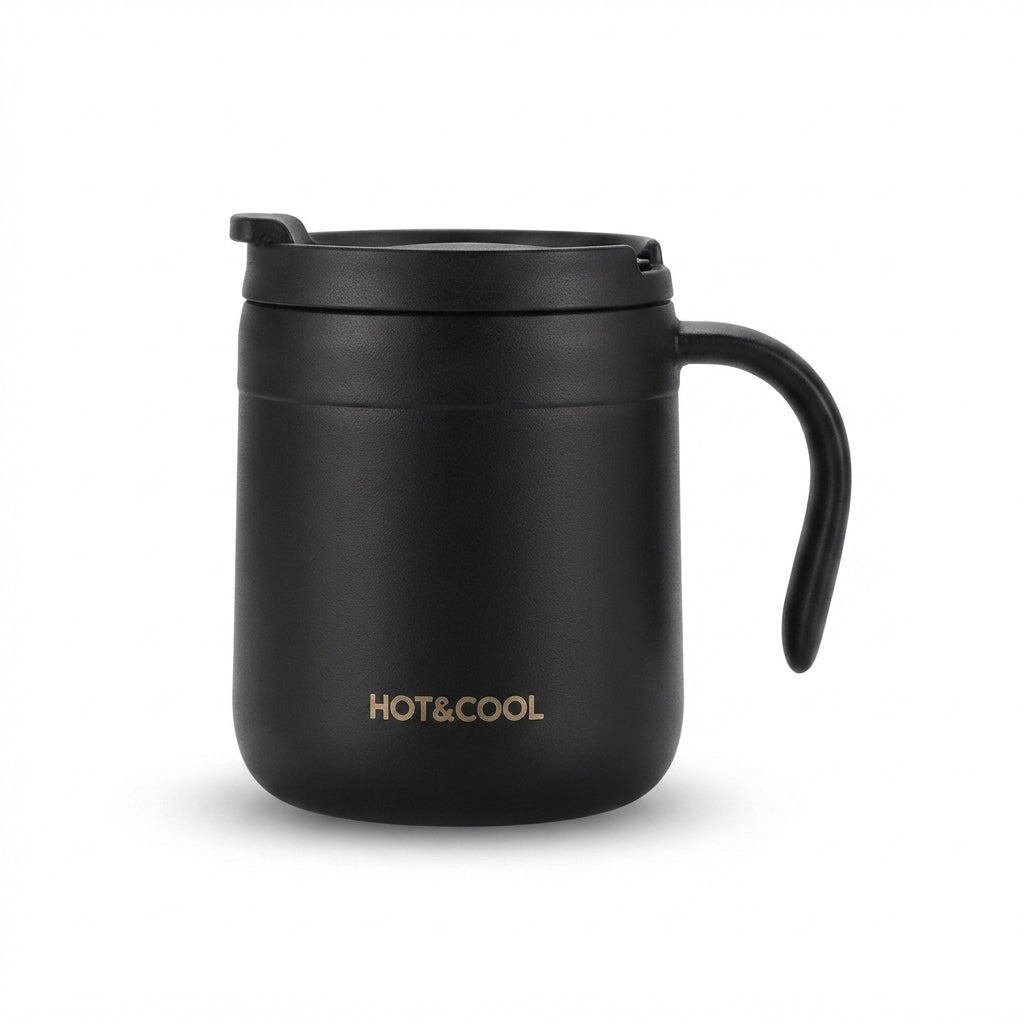 Steel Bottle with Carabiner Clip - Black - Meru Trophy corporate gifting