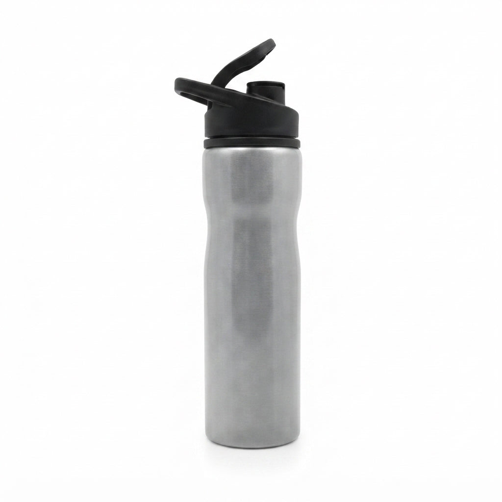 Sipper Bottle with Flip Spout Cap - Silver - Meru Trophy corporate gifting