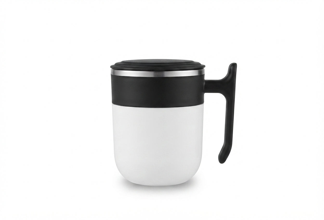 Desk Mug with Lid and Handle - Black - Meru Trophy corporate gifting