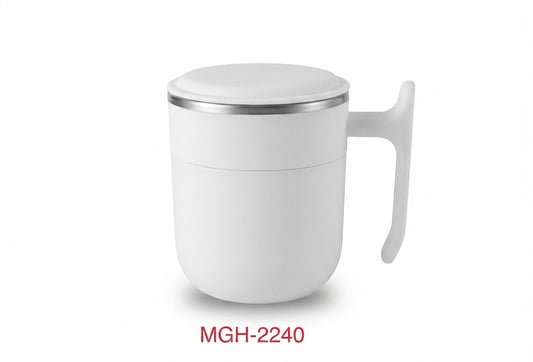 Desk Mug with Lid and Handle - White - Meru Trophy corporate gifting