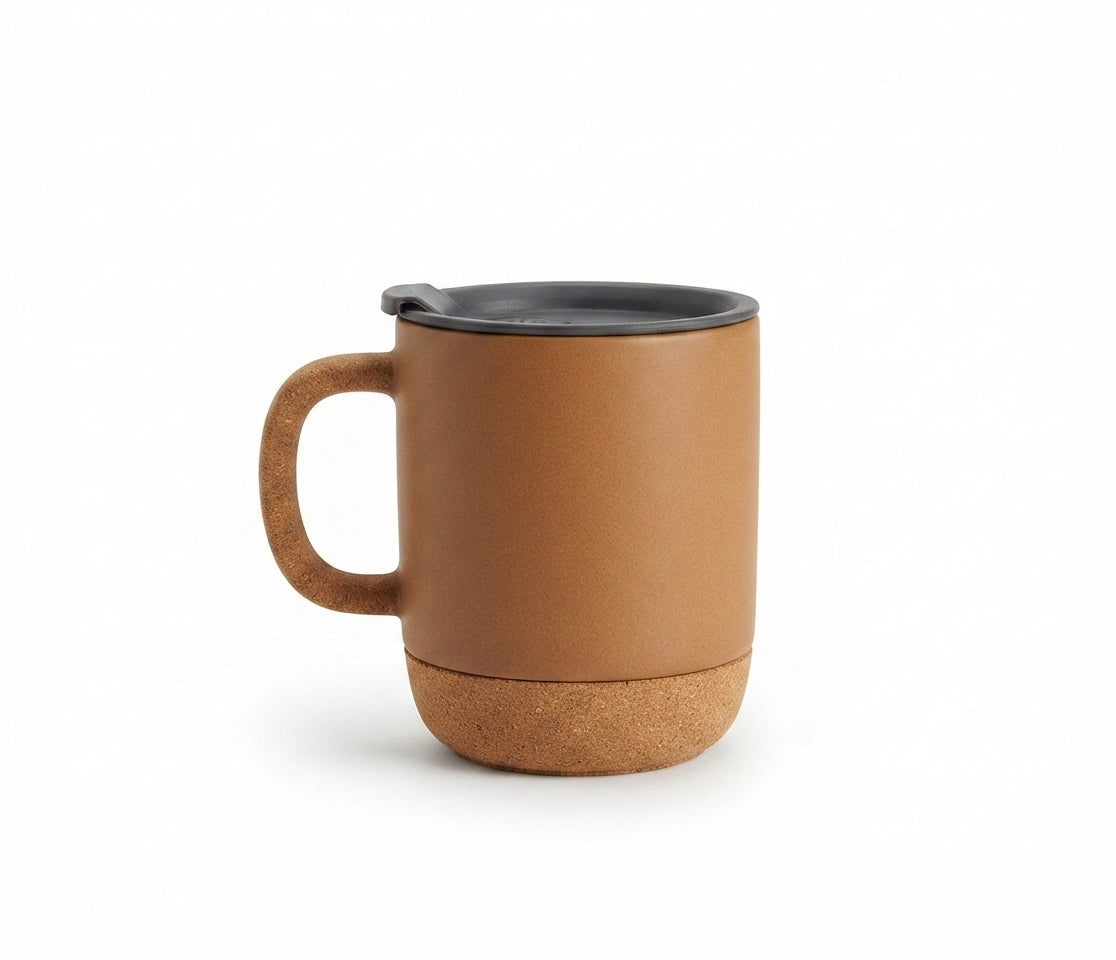 Ceramic Mug with Cork Base - Cork - Meru Trophy corporate gifting