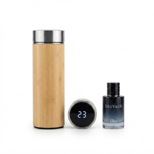 Bamboo Flask Gift Set with Tea Infuser - Bamboo - Meru Trophy corporate gifting