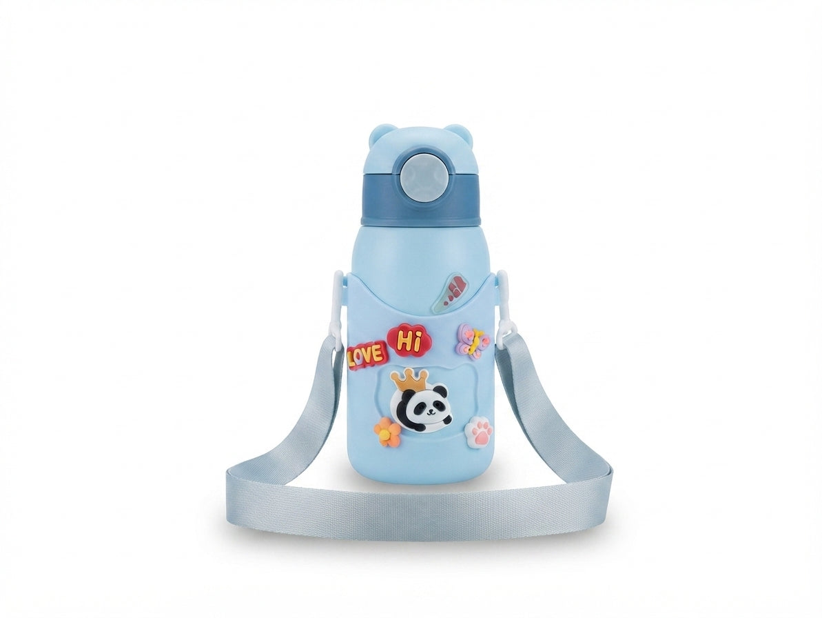 Sticker Decorated Kids Flask with Strap - Blue - Meru Trophy corporate gifting
