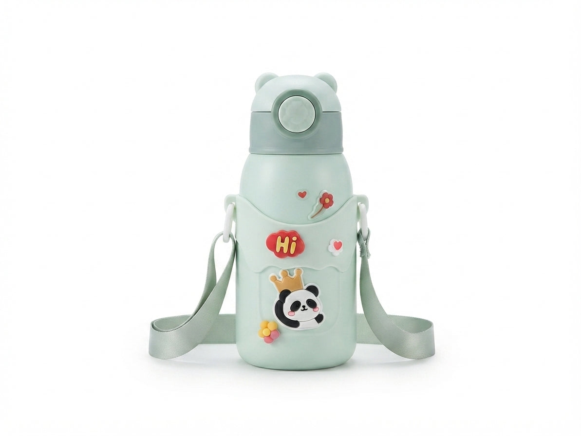 Sticker Decorated Kids Flask with Strap - Green - Meru Trophy corporate gifting