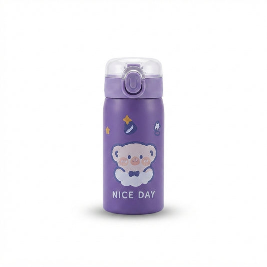Bear Print Kids Flask with Flip Lid - Purple - Meru Trophy corporate gifting