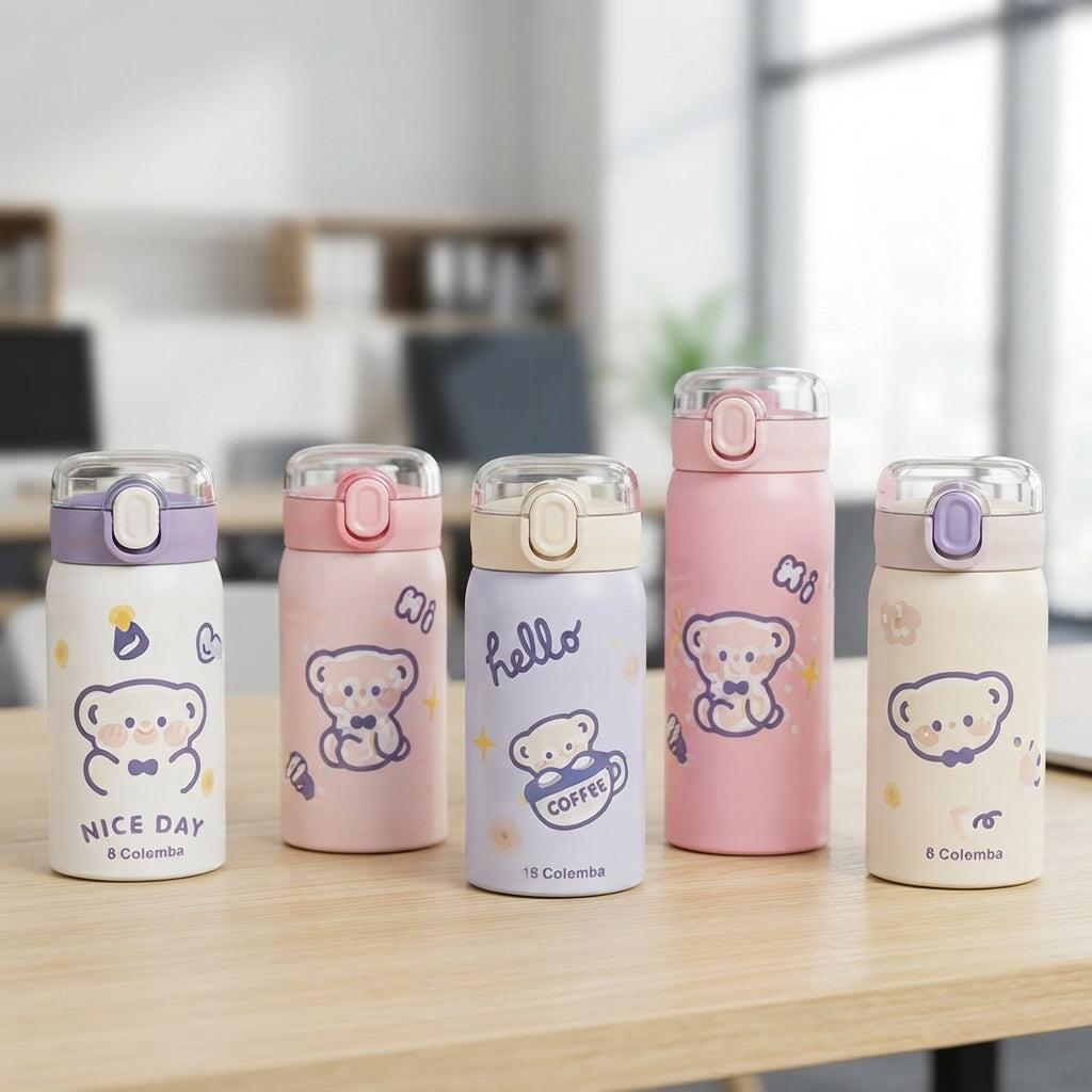 Bear Print Kids Flask with Flip Lid - lifestyle - Meru Trophy corporate gifting