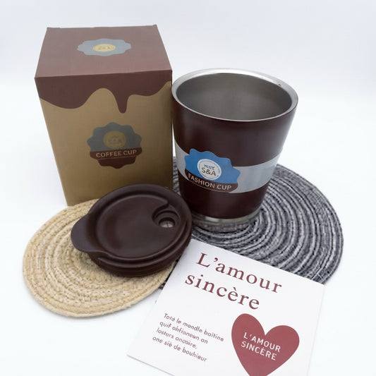 Coffee Cup with Lid and Gift Box - Brown - Meru Trophy corporate gifting