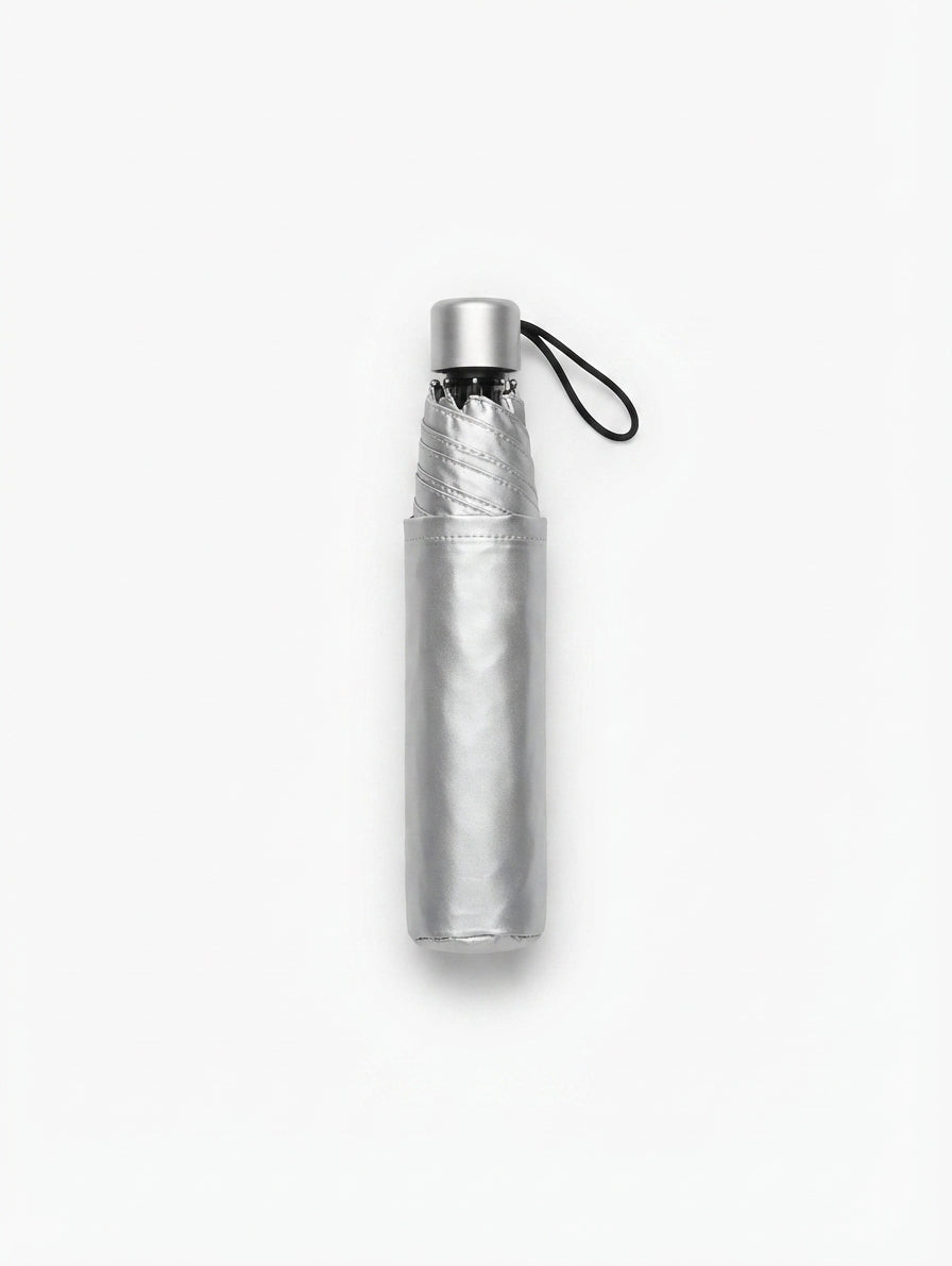 Compact Folding Umbrella - Silver - Meru Trophy corporate gifting