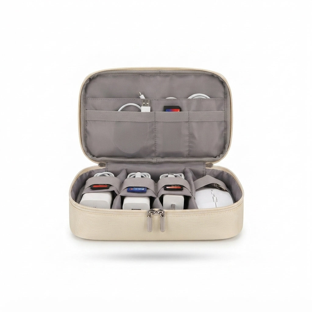 Tech Organiser Pouch (New Style) - cream - Meru Trophy corporate gifting