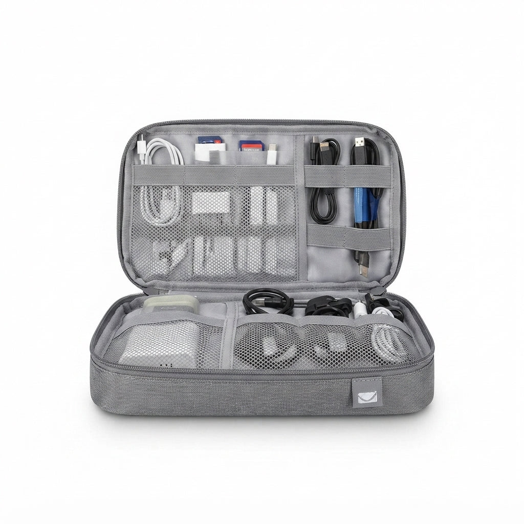 Tech Organiser Pouch (Old Style) - grey - Meru Trophy corporate gifting