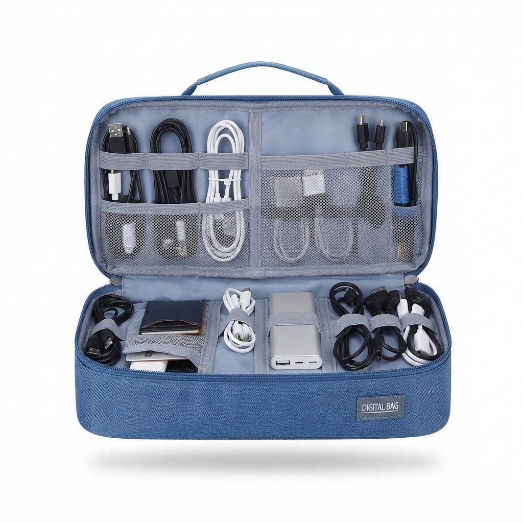 Tech Organiser Pouch (Old Style) - blue - Meru Trophy corporate gifting