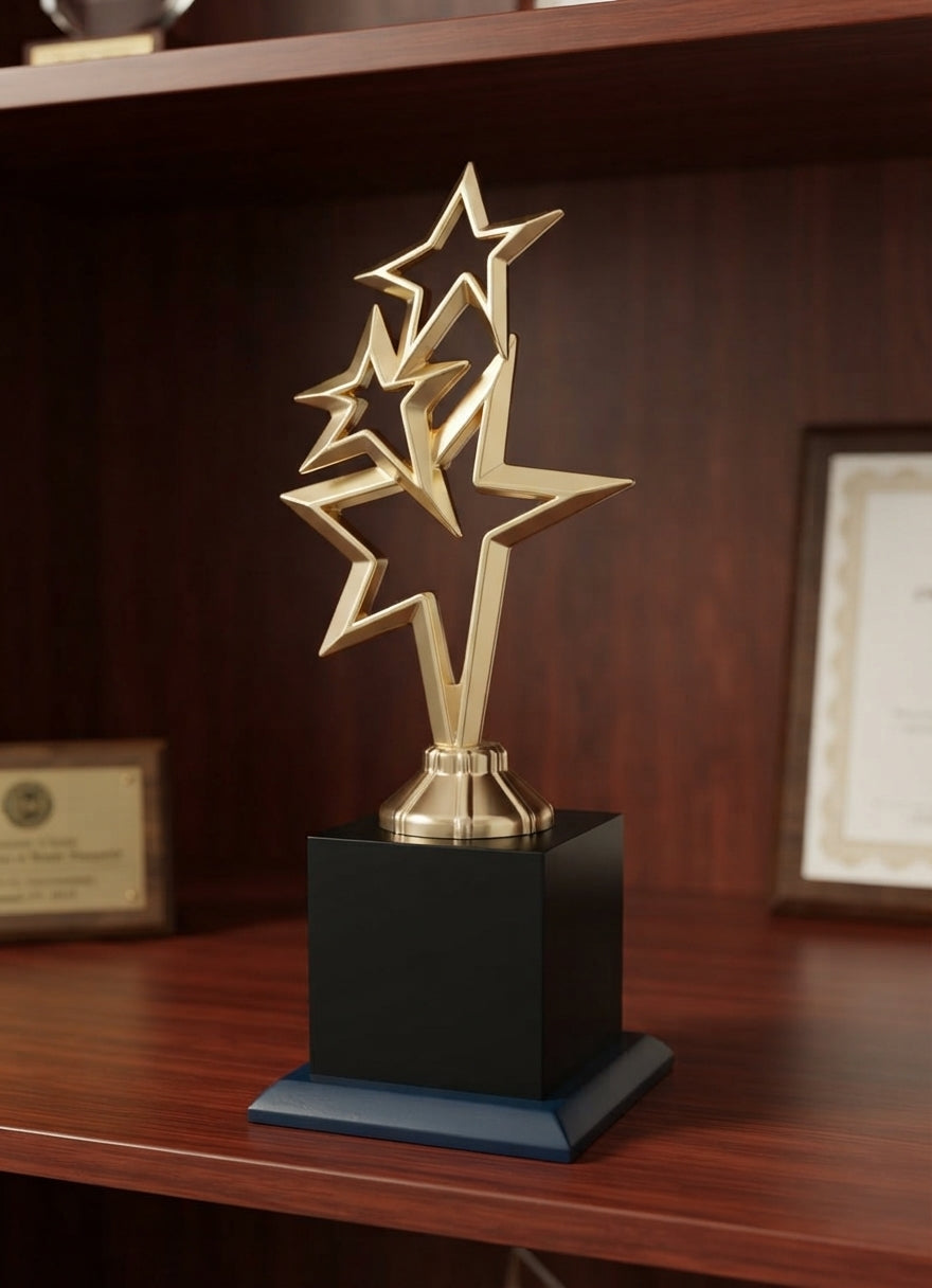 Gold Star Achievement Trophy | Corporate Trophy 653 alternate view - Meru Trophy