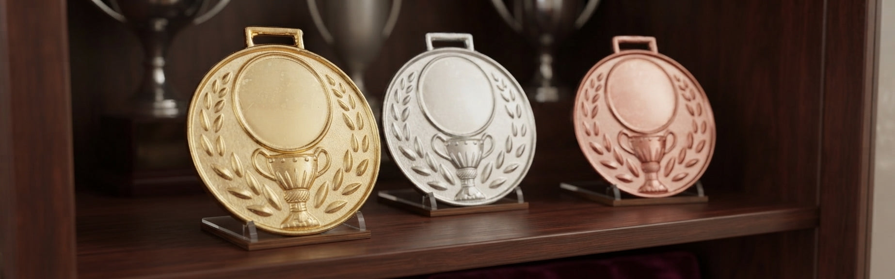 Personalized Gold Silver Bronze Athletic Medals CUP-Medal-1 alternate view - Meru Trophy
