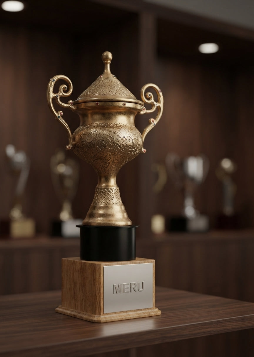 Elegant Gold Metal Cup Trophy 806-Gold-1 alternate view - Meru Trophy