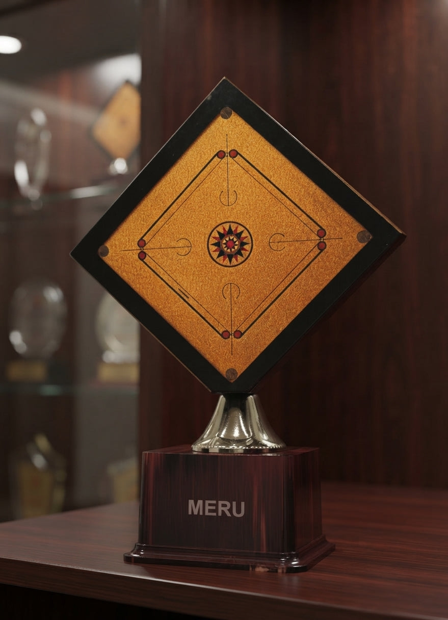 Carrom Board Trophy Custom Trophy CR533 alternate view - Meru Trophy