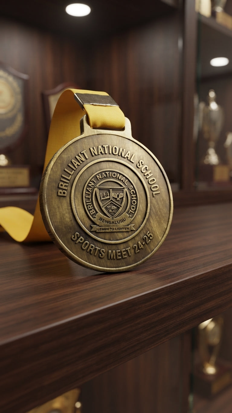 Custom Bronze Finish Sports Academic Award Medal with Lanyard - Engraved Medals & Trophies alternate view - Meru Trophy