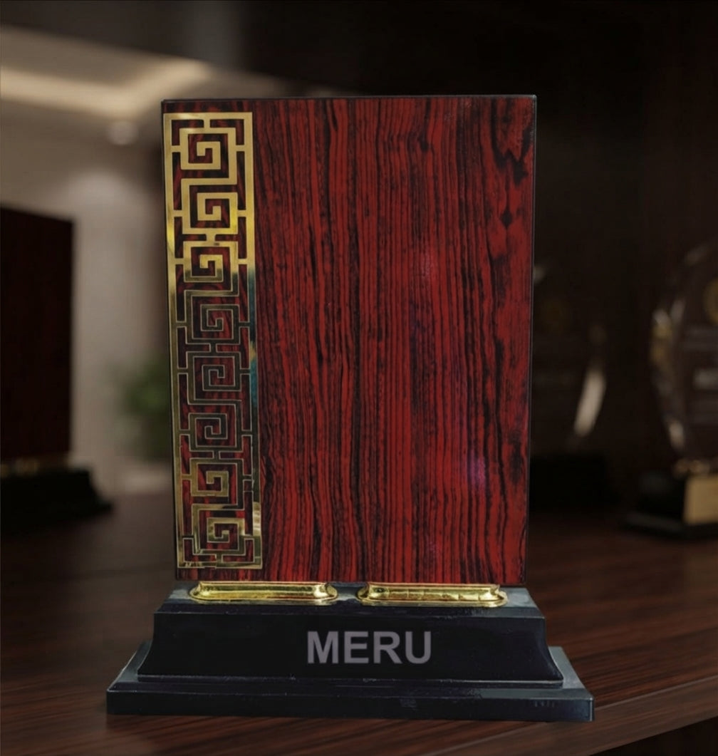 Wooden Memento Corporate Trophy wooden award memento - Custom Awards CP9 alternate view - Meru Trophy