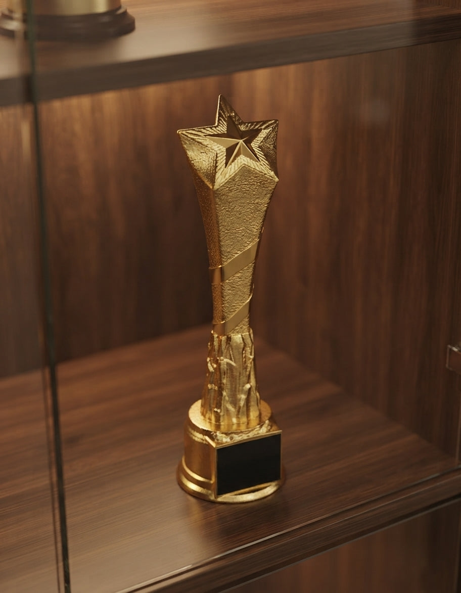 Gold Star Trophy Perfect for Corporate Trophy AM 6 alternate view - Meru Trophy