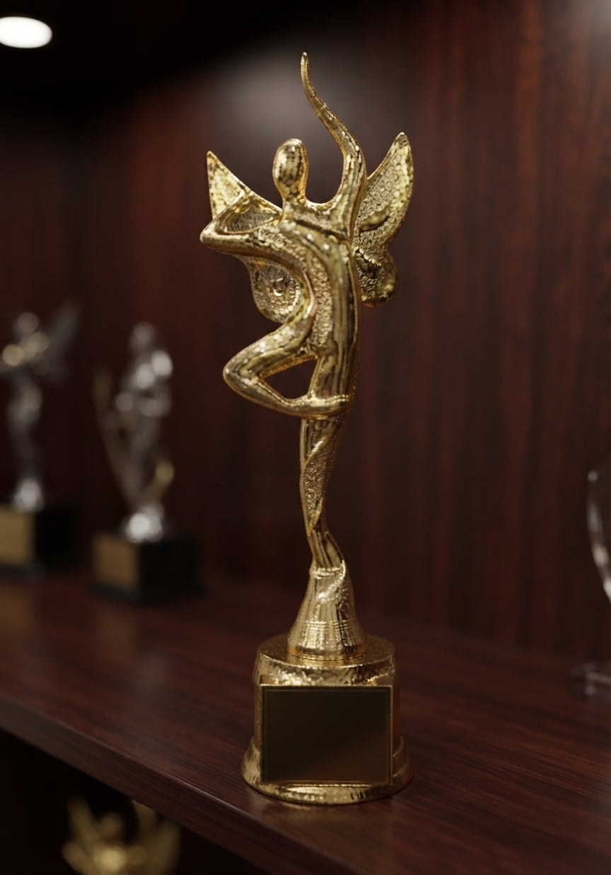 Gold Winged Figure Trophy AM 7 alternate view - Meru Trophy
