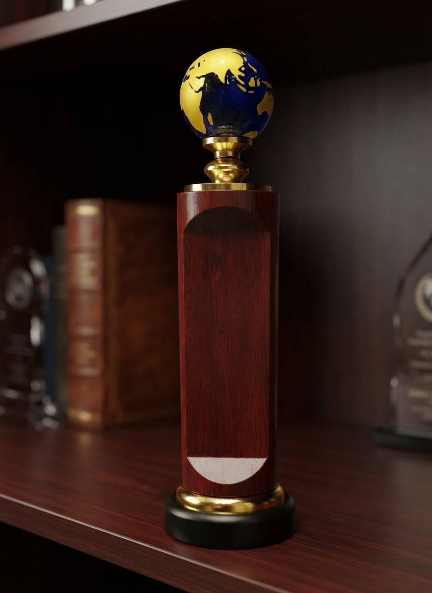 Premium Globe Award Trophy 2280 alternate view - Meru Trophy