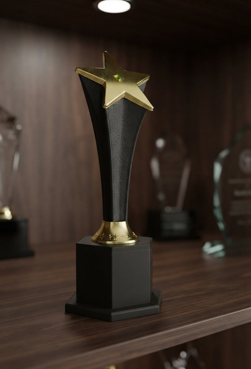 Gold Star Achievement Trophy alternate view - Meru Trophy