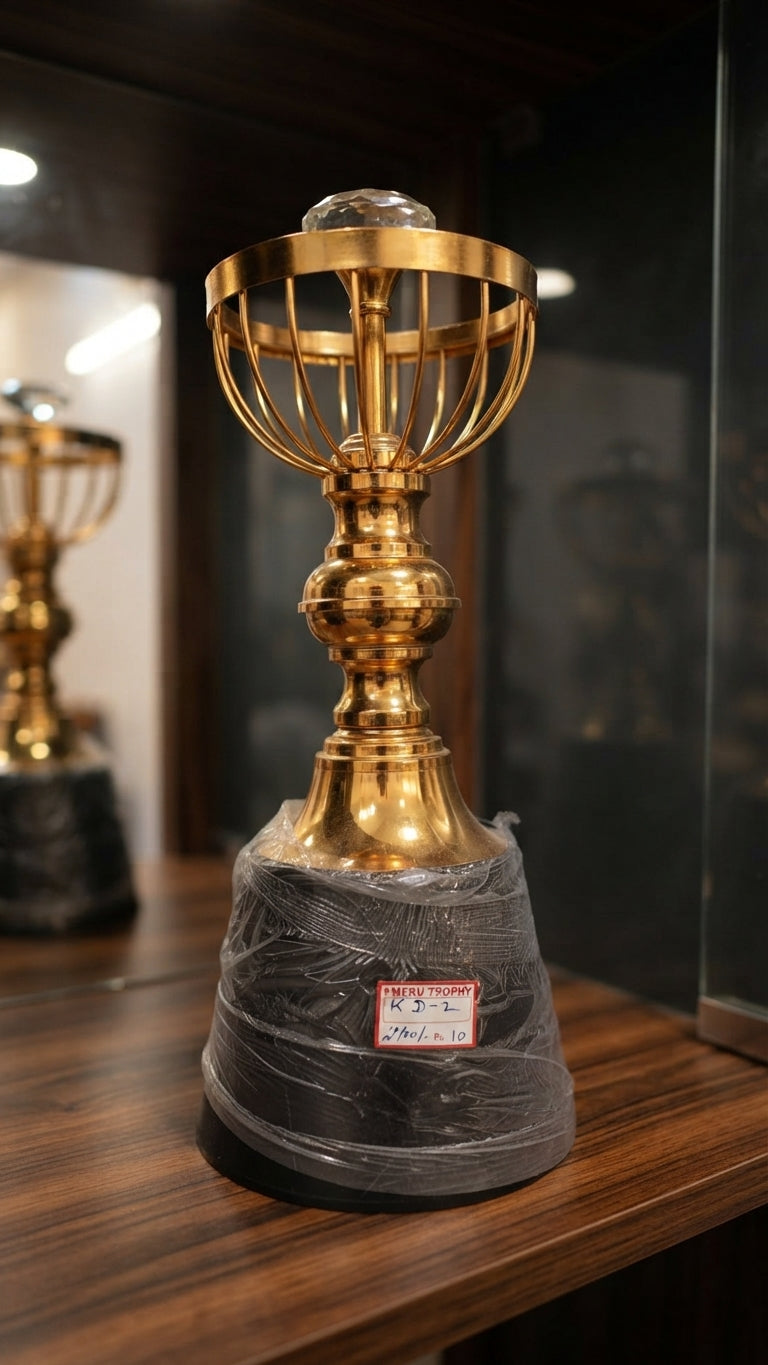 KD 2 Gold Metal Custom Engraved Championship Trophy Meru Trophy Award kd-2 alternate view - Meru Trophy