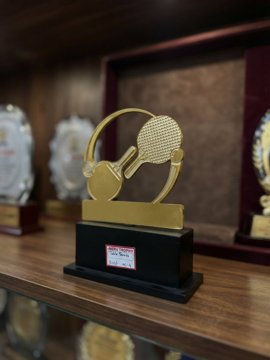 Table tennis Gold Sports Trophy Tournament Winners Meru Trophy table-tennis alternate view - Meru Trophy
