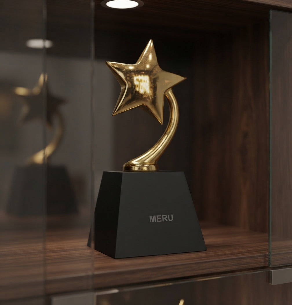Premium Star Trophy Corporate and Academic Awards gold star award trophy jh91 alternate view - Meru Trophy