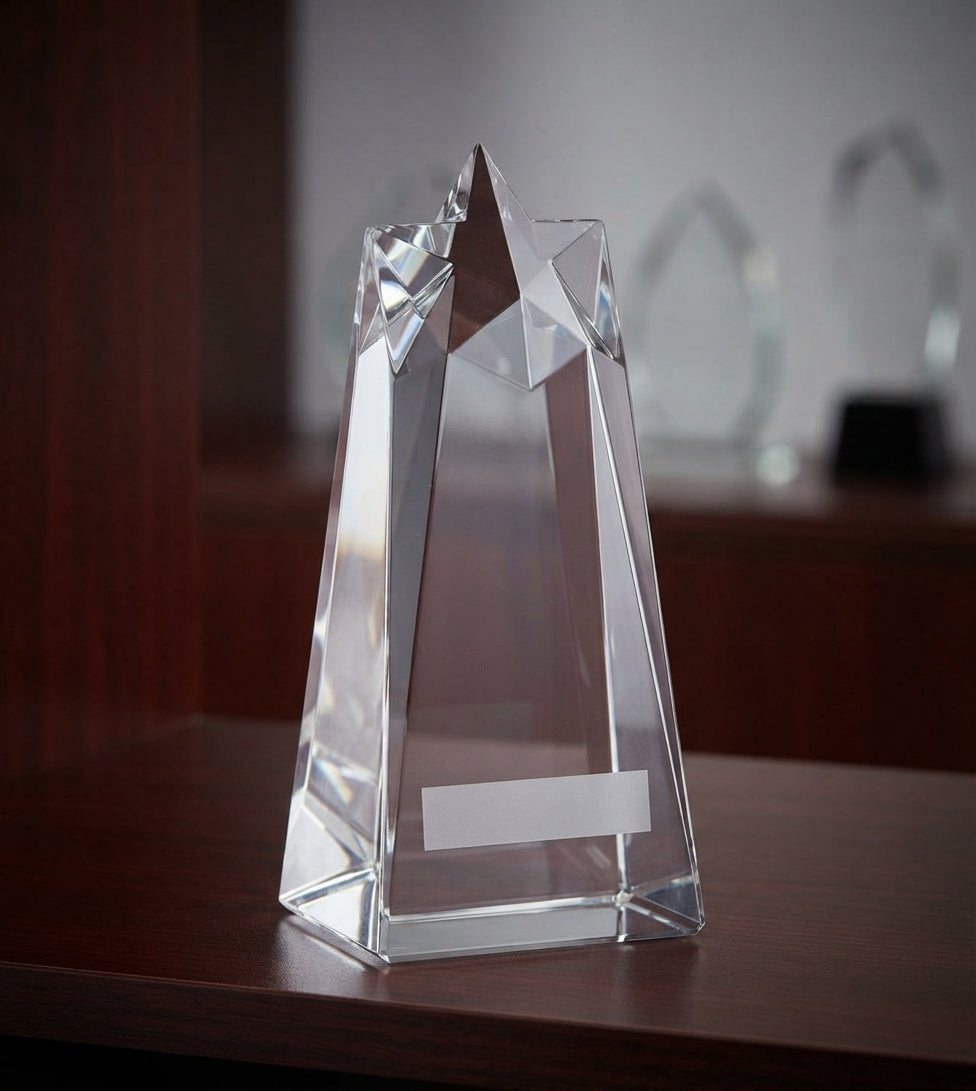 Crystal Star Trophies & Recognition Awards CST 34 - Custom Crystal Awards alternate view - Meru Trophy