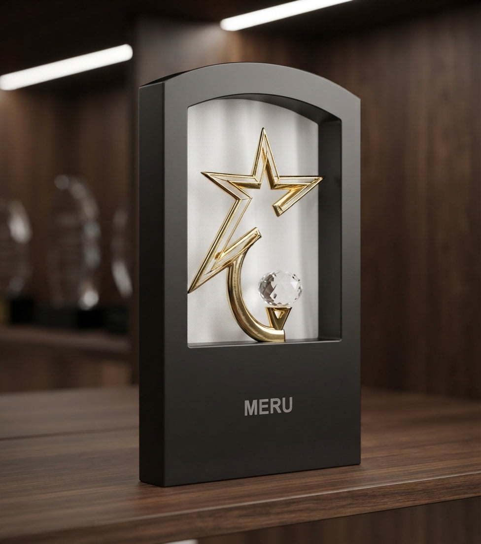 Star & Crescent Acrylic Trophy - Custom Recognition Awards - Corporate Awards 643 alternate view - Meru Trophy