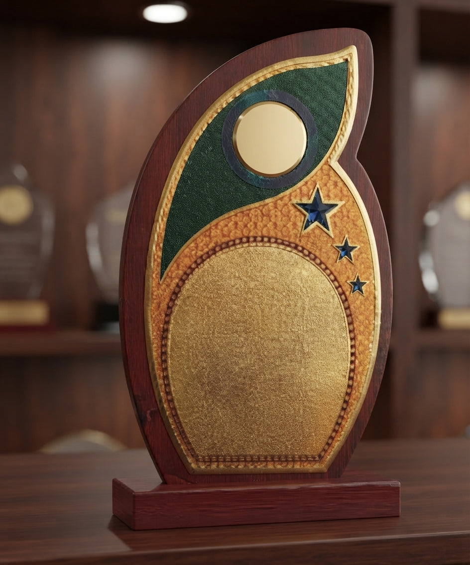 Wooden Memento Award & Trophy 1812 - Custom Engraved Recognition alternate view - Meru Trophy