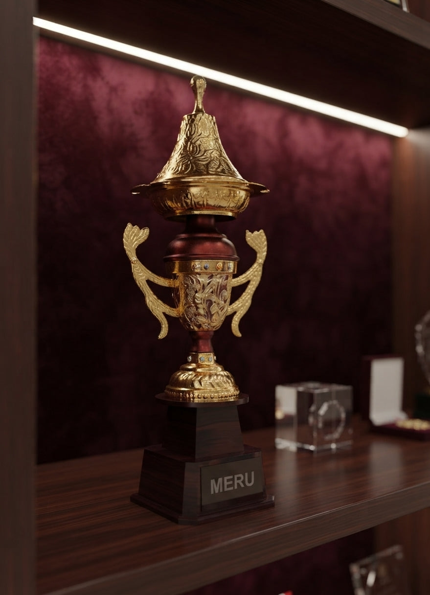 Metal Award Trophy Custom Medals metal award trophy as 940 red alternate view - Meru Trophy